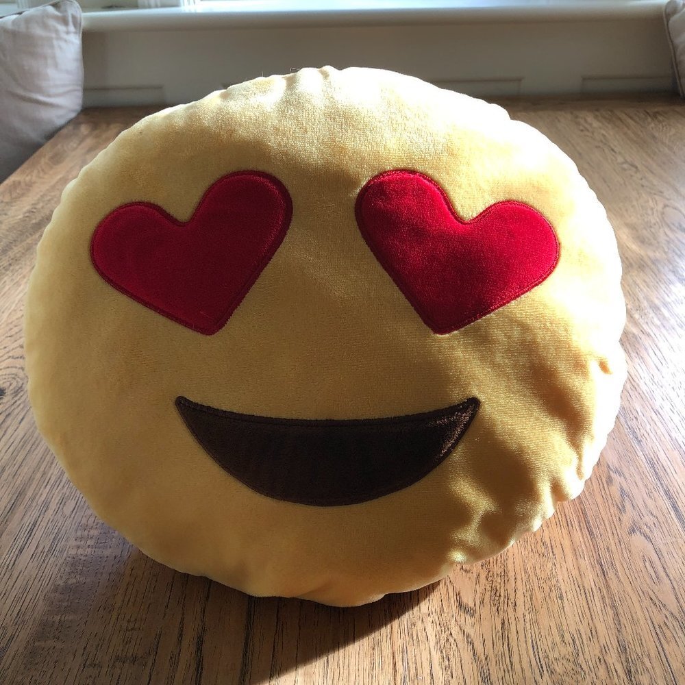 Emoji Valentine's Heart Eyes Pillow